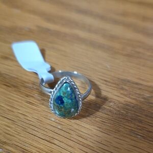 Azurotw Malachite Silver Ring